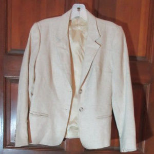 VINTAGE NEWSPORT BEIGE SUIT Jacket Skirt Size 8P